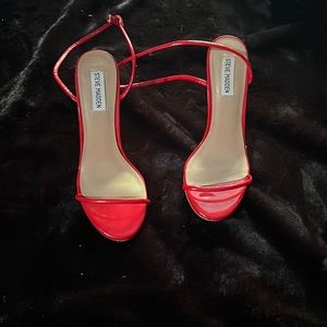 Steve Madden, red heals with ankle straps, size 9M